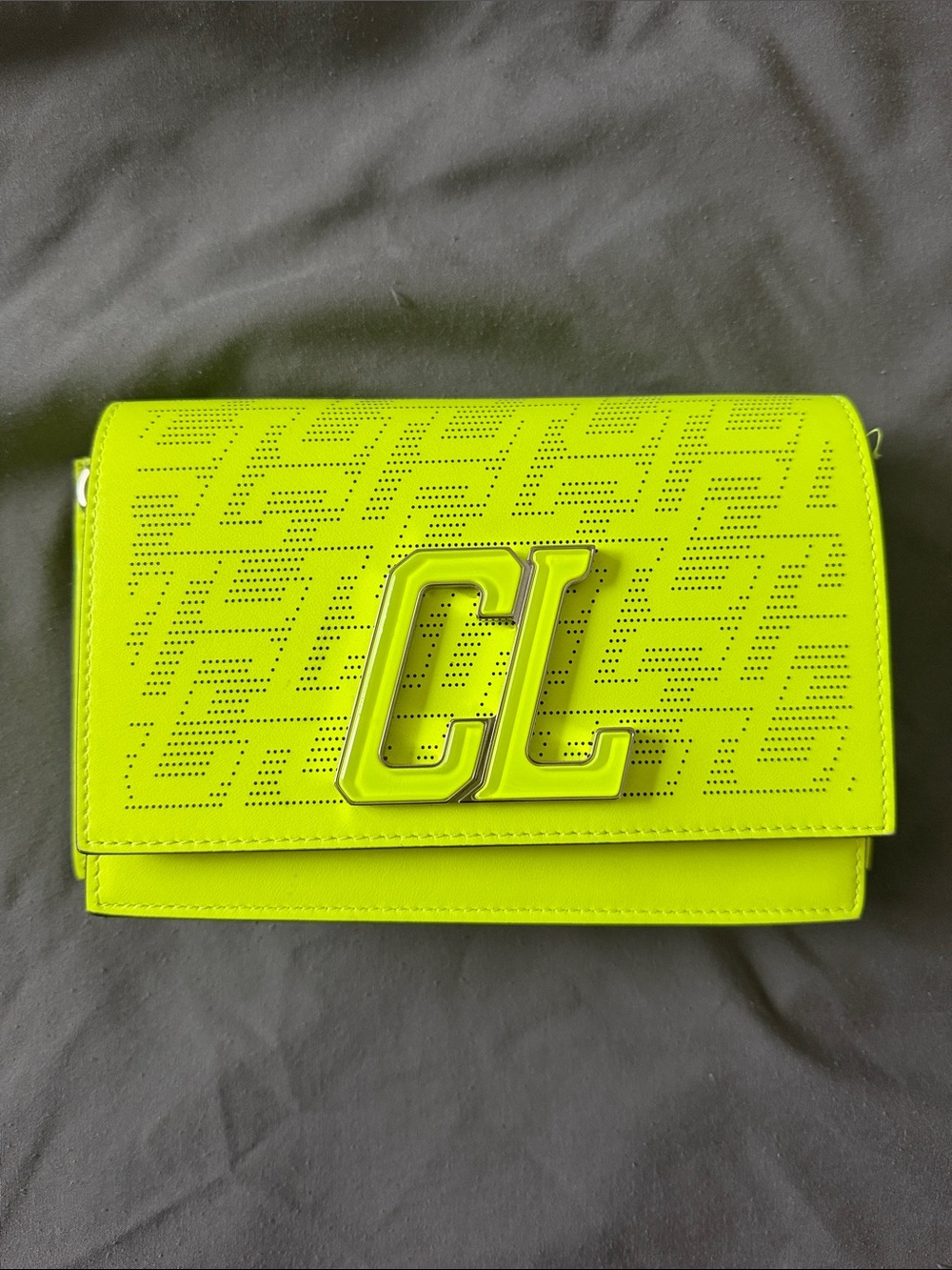 Christian Louboutin Neon Lime CL Emblem Crossbody
